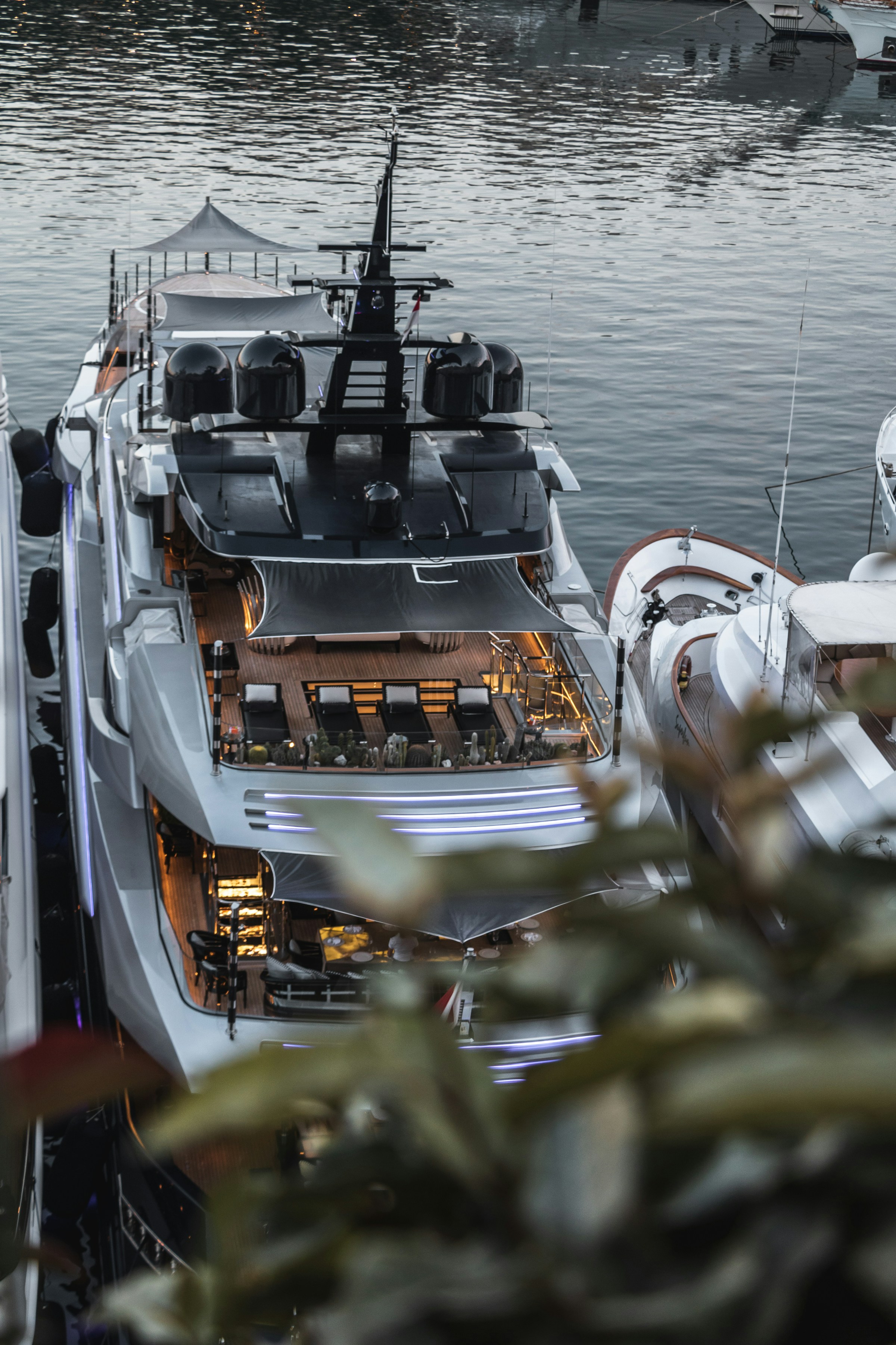 Large yacht in a harbour